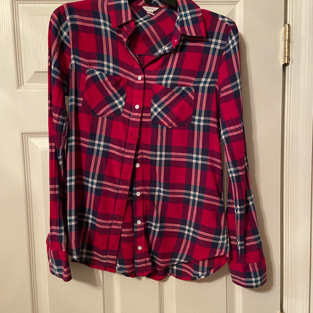 Aeropostale Pink and Blue Plaid Shirt